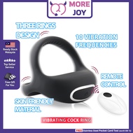 Wireless Remote Control Three Ring Vibrating Penis Ring Delay Adult Sex Toy for Men 充电遥控男用三环震动锁精环