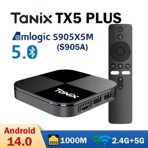 Tanix TX5 PLUS Android 14.0 Amlogic S905X5M Smart TV BOX 4GB 32GB AV1 1000M TVBOX BT 2.4G&5G Dual Wi