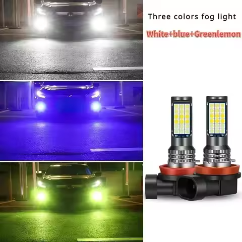 3030 3Colors Car Led Fog Lamp with Flashing Car Fog Lamp Bulb Red Green Pink Blue Super Bright H3 H8