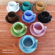 CERAMIC CUP SET + PLAIN CERAMIC PLATE 1 CUP/ + CERAMIC COFFEE CUP PLATE NIKURA CERAMIC COFFEE CUP/ A