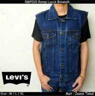 BLESSINGS Jaket rompi pria Jaket rompi jeans pria Jaket denim pria jaket rompi pria warna HITAM