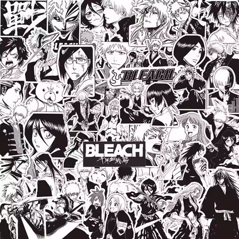 10/30/75pcs Bleach Anime Black White Stickers Classic Cool Manga Sticker Skateboard Luggage Phone Ku