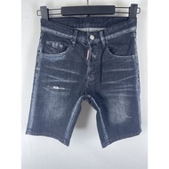 2026 Summer DSQUARED2 Jeans Men's D2 Cropped Pants Trendy Men Washed Frayed Patch Paint Slim-fit Bla