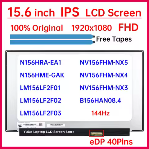 15.6" 144Hz Laptop LCD Screen N156HRA-EA1 B156HAN08.4 NV156FHM-NX5 NX4 NX3 LM156LF2F01 02 03 N156HME