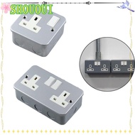 SHOUOUI UK Plug Switched Socket, Vertical With Switch Wall Socket, Useful 13A Electric Power Silver Power Strip Kitchen Home Office Hotel