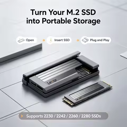Lexar E300 USB 3.2 Gen 2 Type C M.2 NVMe SSD Enclosure 10Gbps External SSD Case for 2230 2242 2260 2