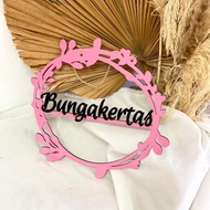 Wooden circle name engagement backdrop decoration