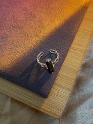 促銷「光與夜」齊司禮同款純銀黑曜石戒指女鏈條開口冷淡風小眾設計感