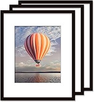 16x20 Picture Frame Black 3 Pack Solid Wood With White MAT For 11x14 Suitable For Document Poster Photo Frames Wall Mounting…