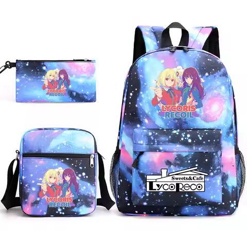Harajuku Youthful Cute Lycoris Recoil Print 3pcs/Set Student Travel bags Laptop Daypack Backpack Sho