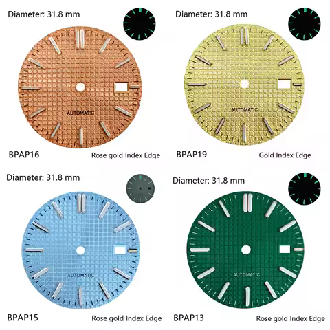 AP oak s logo 31.8mm dial nh35 green luminous hands for nh35 movement watch parts 15510ST.OO.1320ST.