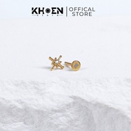 (1 Piece) Golden Snowflake Earrings - Titanium G23 - Earrings Store