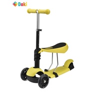 Doki Toy Foldable Kids Kick Scooters With Seat And LED Flash WheelKids Scooter Silent Wheel Light U