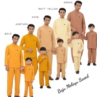 SAEED BAJU MELAYU CEKAK MUSANG BERKOLAR GOLD MUSTARD SOFT YELLOW BROWN NUDE KANAK KANAK DEWASA PLUSS