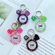 New Good Luck Chip Keychain Poker Chip Car Key Pendant Ornament