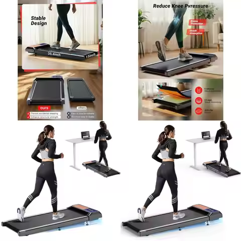Compact 2.5 HP Under Desk Treadmill, Portable Walking Pad with 5% Incline, 265/300 Lbs Capacity, 15 