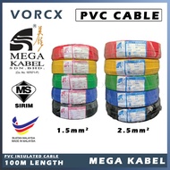 Mega Kabel 1.5mm 2.5mm PVC Insulated 100% Pure Copper Cable SIRIM JKR Spec Approval