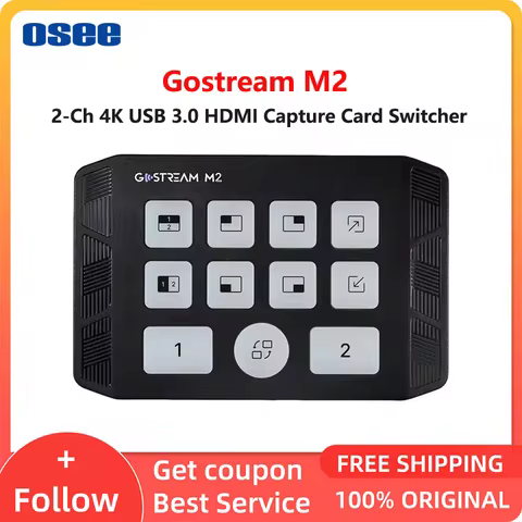 OSEE 2 Channel 4K USB 3.0 HDMI Capture Card Switcher Gostream M2，Dual Bit 4K Dual Screen, 3.5mm Audi