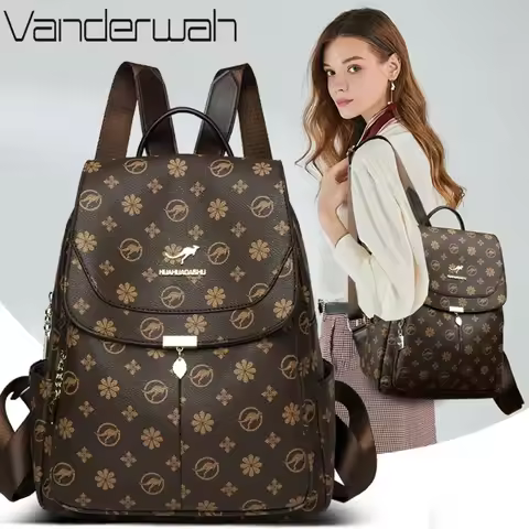 Ladies Backpack Designer High Quality Pu Leather Women Bag Luxury Printed Tassels School Bags Large 