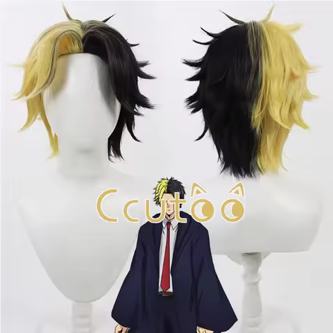 Rayne Ames Cosplay Wig Golden Black Short Wig Anime Mashle Magic and Muscles Synthetic Wig