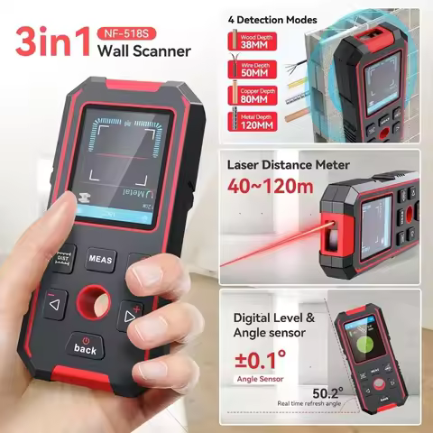 2026 Hot SellFor Wood AC Live Wire Metal Studs Detection, Laser Measure 60M/196ft，NOYAFA NF-518S Dis