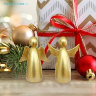 Auspiciousrui Christmas Angels Figurine Set Of 2, Gold Xmas Angels Decor, Christmas Decorations Smal