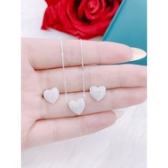 Heart pendant necklace full of k96 stones, 925 silver - jena sliver