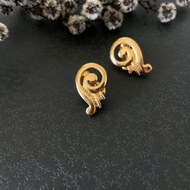 古董金色MONET線條夾式耳環 C739