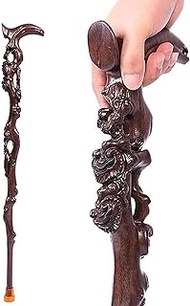 YWAWJ Crutches,Solid Wood Carved Crutches,Walking Stick Walkers for The Elderly,Solid Wood Non-slip Walking Sticks for The Elderly