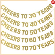 30th Birthday Gold Banner 40 birthday Cheers To 20 30 40 50 60 70  Years Letter Flag Anniversary Bir