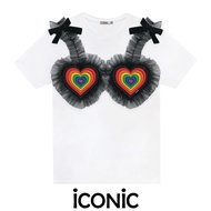 iCONiC FREEDOM BRA T-SHIRT #20130X เสื้อยืด พิมพ์ลาย บรา หัวใจ สีรุ้ง ปักระบาย เสื้อยืดแฟชั่น เสื้อย