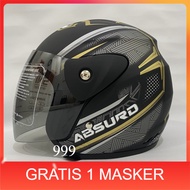 7.7 Helm Motor ORIGINAL Evo Black Panther Gold Half Face Nouvo Helem SNI Helm Motor Dewasa Motif -