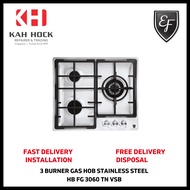 EF HB FG 3060 TN VSB 3 BURNER STAINLESS STEEL GAS HOB - 2 YEARS MANUFACTURER WARRANTY + FREE DELIVERY