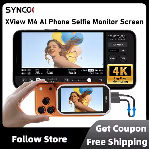 Synco XView M4 Wireless Magnetic Selfie Monitor Screen Al Gesture Control For Smartphone Selfie Vlog