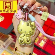 999kt Cat Lanyard Cute Cartoon Pendant Mobile Phone Keychain hellokitty Gold Pendant Gift 2025.8.27