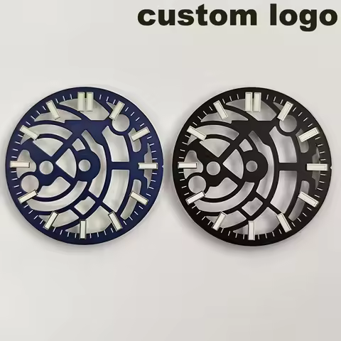 NH70 dial hollow blue-green luminous dial suitable for NH70NH72NH35 movement men's watch customized 