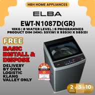 ELBA 10KG Top Loading Fully Automatic Washing Machine EWT-N1087D(GR) | i-Smart Wash Function and Aut