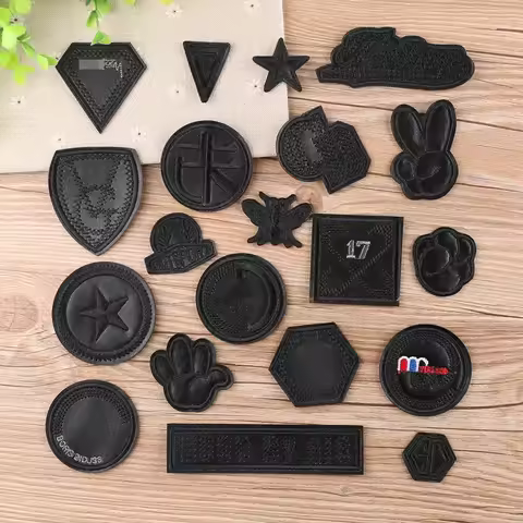 20pcs Black Leather Yeah Star Number Embroidered Patches for Clothes Iron on Clothes Jacket Shoes Ap