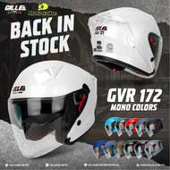 Gille Helmet 172 GVR-V1 PLAIN Motorcycle Half Face Helmet Dual Visor With Keychain