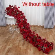 ✿ADVOCATE✿ 200/50cm Luxury White Rose Artificial Flower Row Wedding Table Centerpiece Flowers Backdr