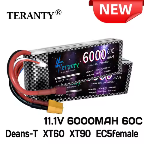 TERANTY 3S 6000mah Lipo Battery 11.1V 6000mah 60C max 80C RC Battery with XT90 EC5 XT60 T for RC Car