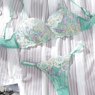 French Ultra-Thin Transparent Gauze Embroidery Gathering Sexy Underwear Lace Suit Bra Thin Cup B26Y