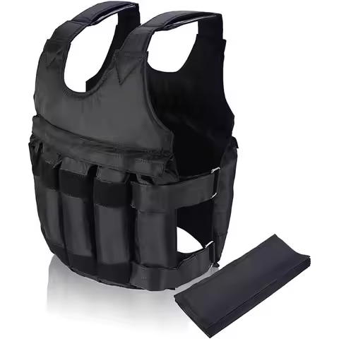 50kg Adjustable Weighted Vest 12 Pockets Weight vest For Sandbags or Steel Plates Secure Fit Strengt