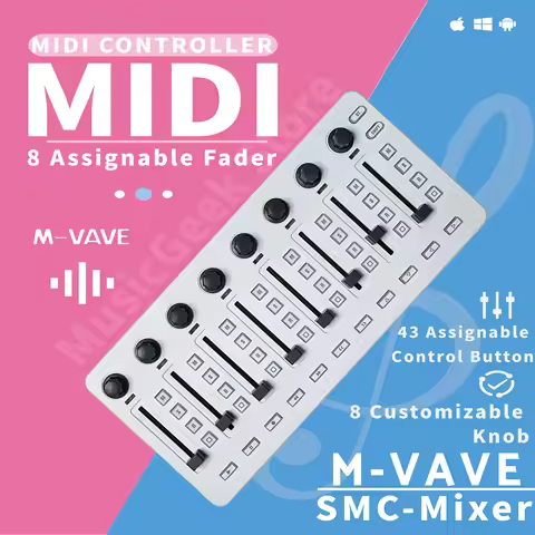 M-VAVE SMC-Mixer Wireless MIDI Controller Mixing Console BT Connection Battery/Type-C Power Supply M