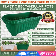 Rectangular pots, plastic garden pot, Paso sa halaman, BIG 37.5x15x19 1pc pots for Planting, indoor/ outdoor and garden, white and green pots / HOMEFLIX