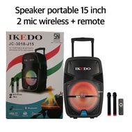 Speaker aktif portable Ikedo 15 inch + 2 mic wireless. JC-3018-J15
