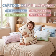 100% Cotton Kids Pillow Case with Zipper Breathable Double-layer Gauze Cute Cartoon Kitty Bear/Panda
