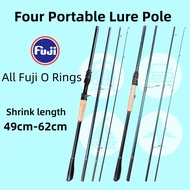 Mavllos FUJI Fishing Rod 4-section multi-section pole, horse mouth travel pole Ajing Fast Ultralight Spinning Casting Rod for Trout  Solid UL Tip Lure 1-8g