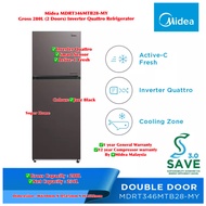 Midea Inverter Quattro Refrigerator MDRT346MTB28-MY 2 Door Inverter Refrigerator (Gross 280L) - 4 Star Energy Saving - Fridge