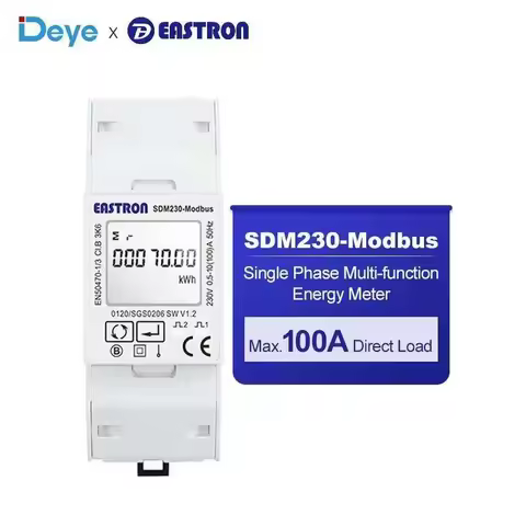 Eastron SDM230-Modbus V1 Single Phase Smart Energy Meter, 100-265V, MID/CE Certified for Solar PV Sy